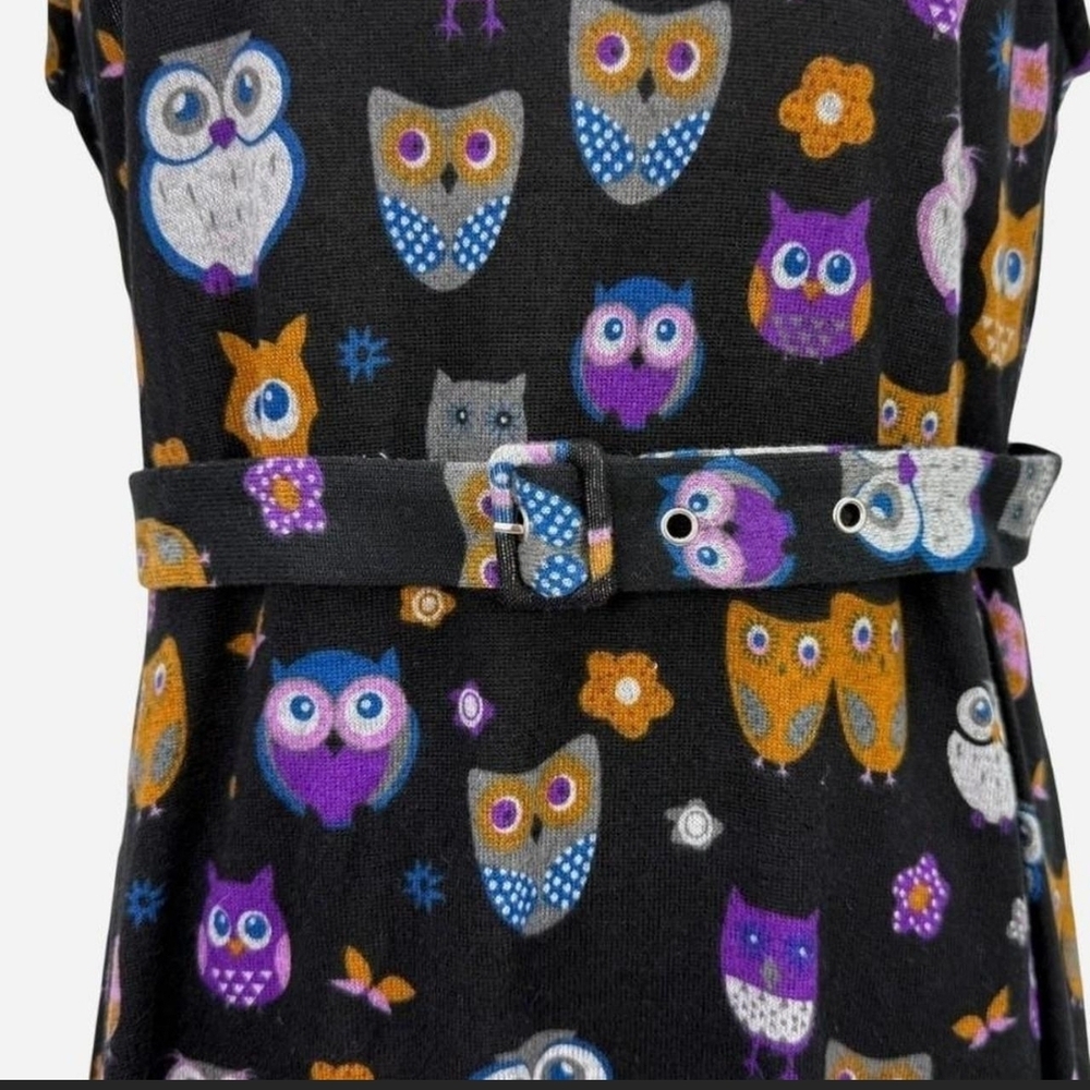 Owl Print Black Dress - Picture 3 of 8